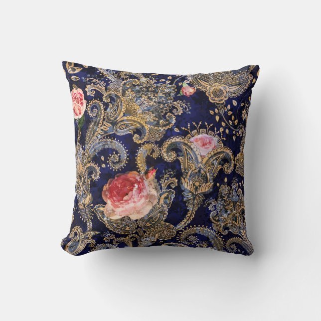 Colourful Decorative Flowers Batik Cushion (Front)