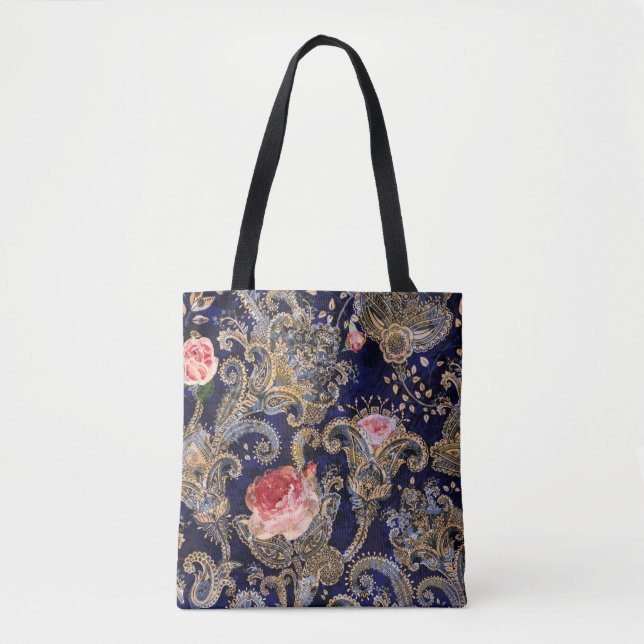 Colourful Decorative Flowers Batik Tote Bag (Front)