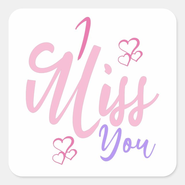 Colourful Decorative I Miss You Design Square Sticker (Front)
