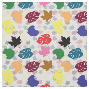 Colourful Decorative Leaf Abstract Shapes Fabric