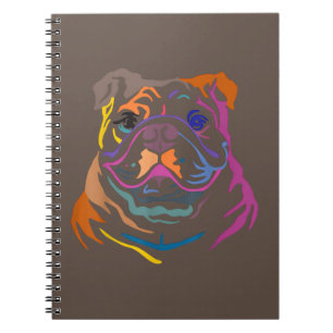 Colourful Decorative Outline Bulldog Design Gift Notebook