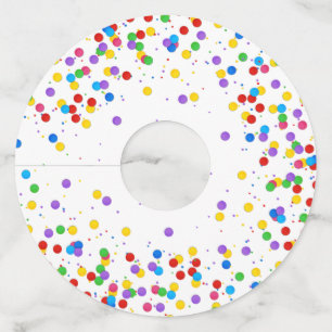 Colourful Decorative Round Confetti Balls  Wine Glass Tag