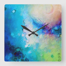 Colourful decorative square clock