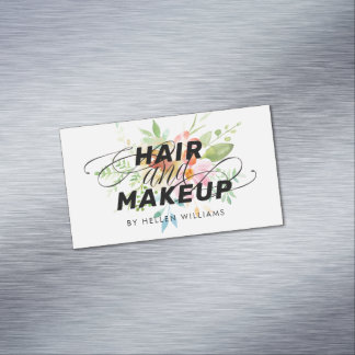 Colourful delicate flowers bouquet Hair & makeup Magnetic Business Card
