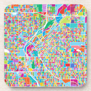 Colourful Denver Map Coaster