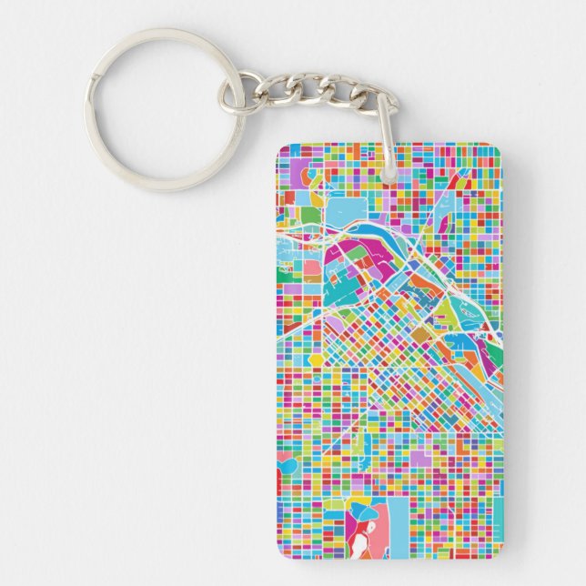 Colourful Denver Map Key Ring (Front)