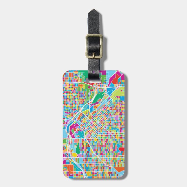 Colourful Denver Map Luggage Tag (Front Vertical)