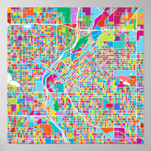 Colourful Denver Map Poster