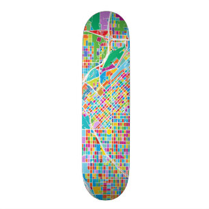 Colourful Denver Map Skateboard