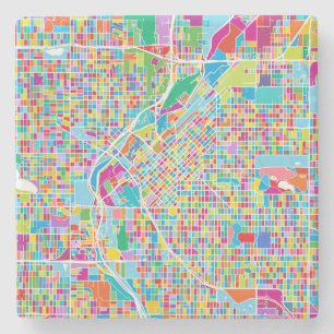 Colourful Denver Map Stone Coaster