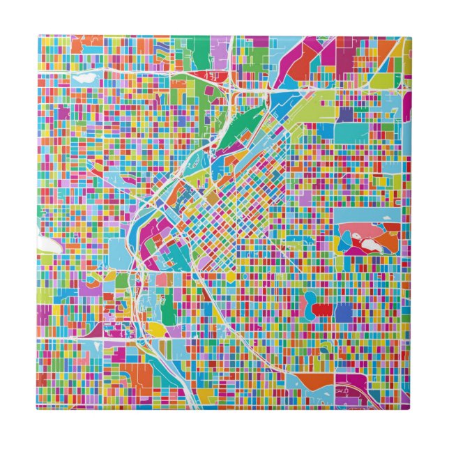 Colourful Denver Map Tile (Front)