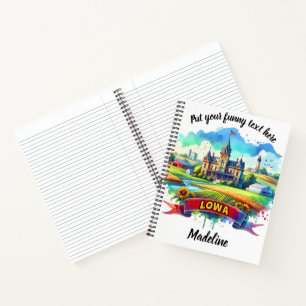 Colourful depiction of an iconic Iowa farmstead Notebook
