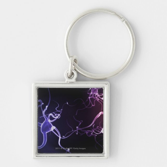 Colourful depiction of neurons key ring (Front)