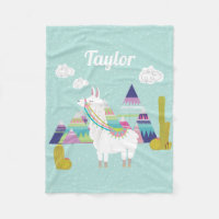 Colourful Desert Alpaca Personalised Fleece Blanke