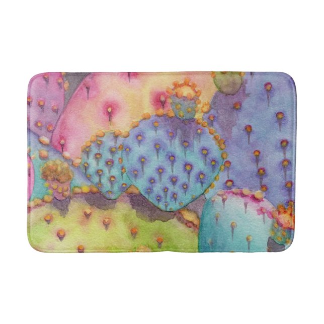 Colourful Desert Cactus Bath Mat 2 Sizes (Front)