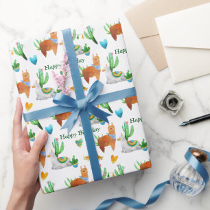 Colourful Desert Llama Happy Birthday Wrapping Paper