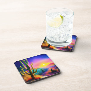 Colourful desert sunset  coaster