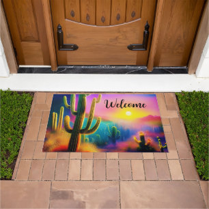 Colourful desert sunset  doormat