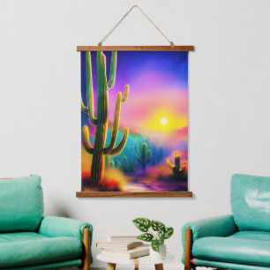 Colourful desert sunset  hanging tapestry