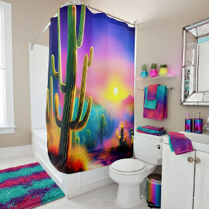 Colourful desert sunset  shower curtain