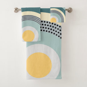 Colourful design circles and polka dots decoration bath towel set