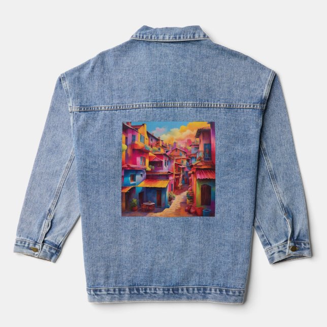 Colourful Design Denim Jacket (Back)