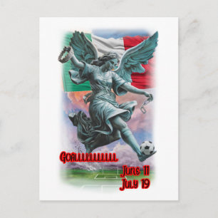 Colourful Design of Angel of Independence on a Holiday Postcard