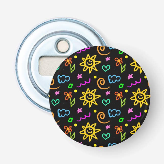 Colourful design of background for kids bottle opener (Front)