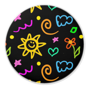 Colourful design of background for kids ceramic knob