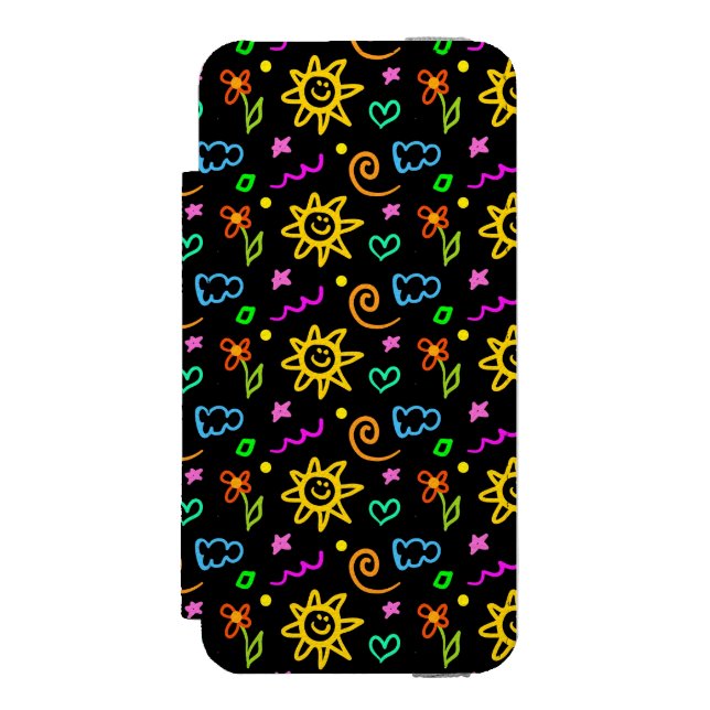 Colourful design of background for kids incipio iPhone wallet case (Folio Front)