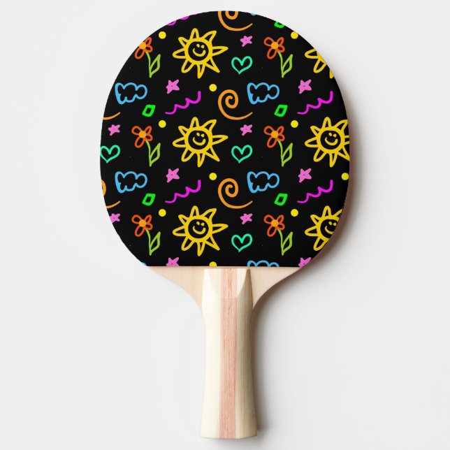 Colourful design of background for kids ping pong paddle (Front)