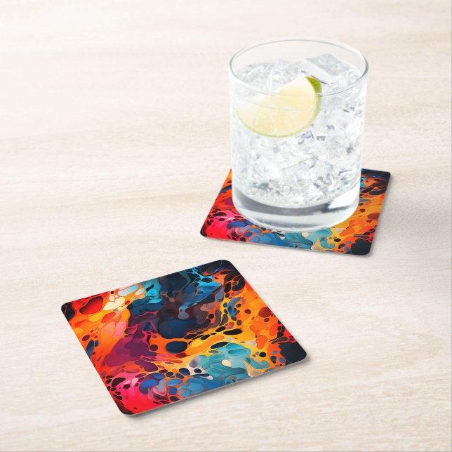 Colourful Design Square Paper Coaster (Insitu)