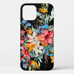 colourful design with flowerbackground, flower, bo iPhone 12 case