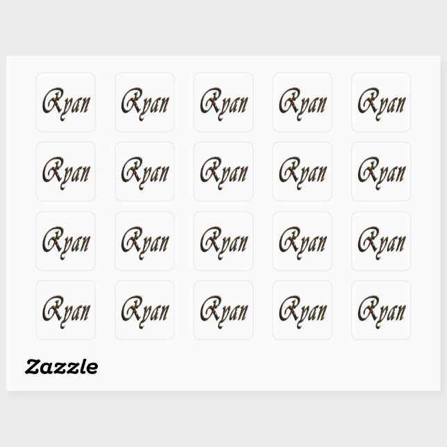 Colourful Designed Ryan Name, Square Sticker (Sheet)