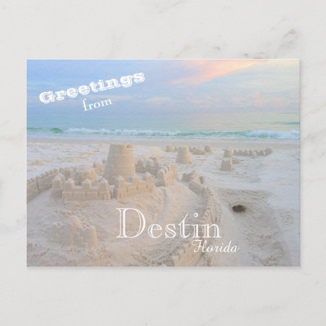 Colourful Destin Florida Sand Castle Postcard (Front)