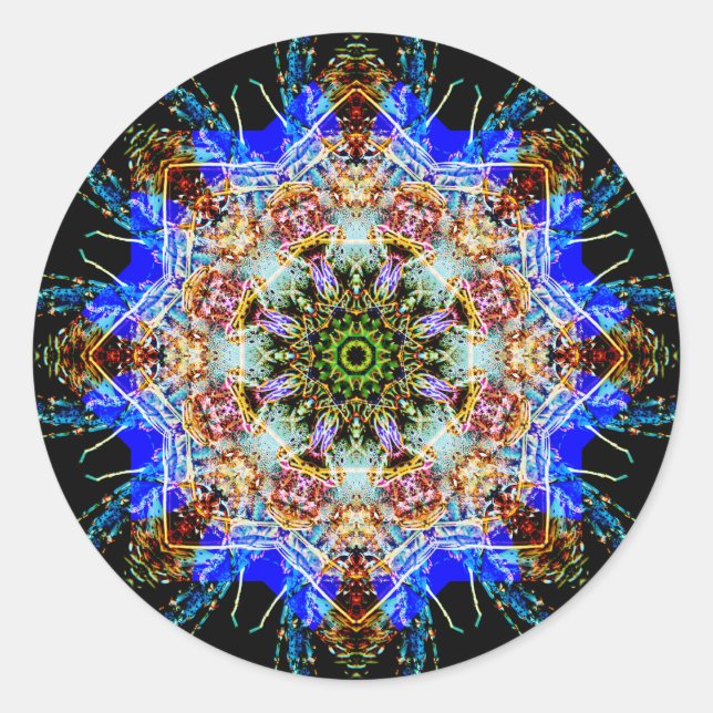 Colourful Detailed Mandala Classic Round Sticker (Front)