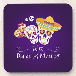 Colourful Dia de los Muertos   Coaster