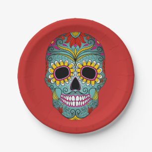 Colourful Dia de los Muertos Day Of The Dead Party Paper Plate