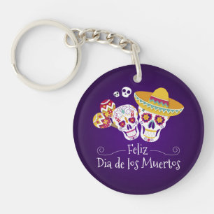 Colourful Dia de los Muertos   Keychain