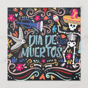 Colourful Dia de los Muertos Party   Invitation