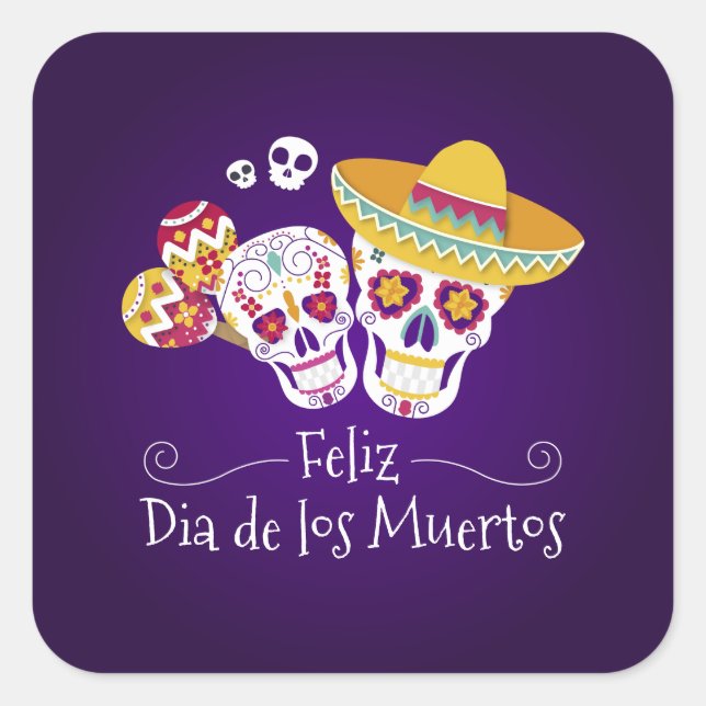 Colourful Dia de los Muertos | Sticker (Front)