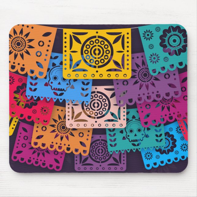 Colourful Dia de Muertos Banners | Mousepad (Front)