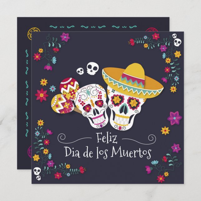 Colourful Dia de Muertos Party | Invitation (Front/Back)
