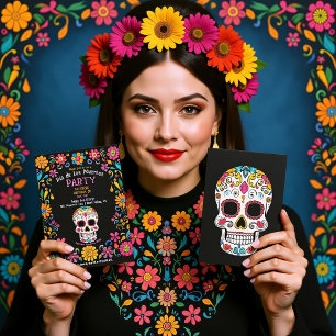 💀🎉 Colourful Día de Muertos Party Invitation