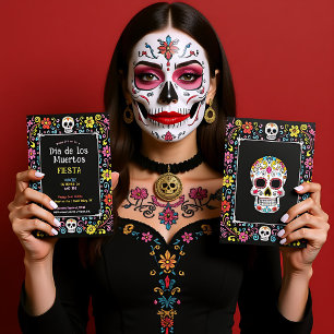 💀🎉 Colourful Día de Muertos Party Invitation