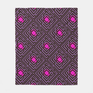 Colourful Diagonal Maze Pattern on Custom Colour Fleece Blanket