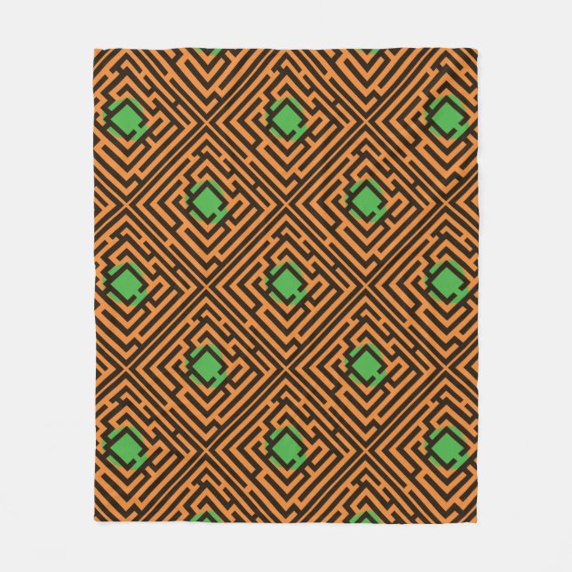 Colourful Diagonal Maze Pattern on Custom Colour Fleece Blanket (Front)