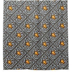 Colourful Diagonal Maze Pattern on Custom Colour Shower Curtain