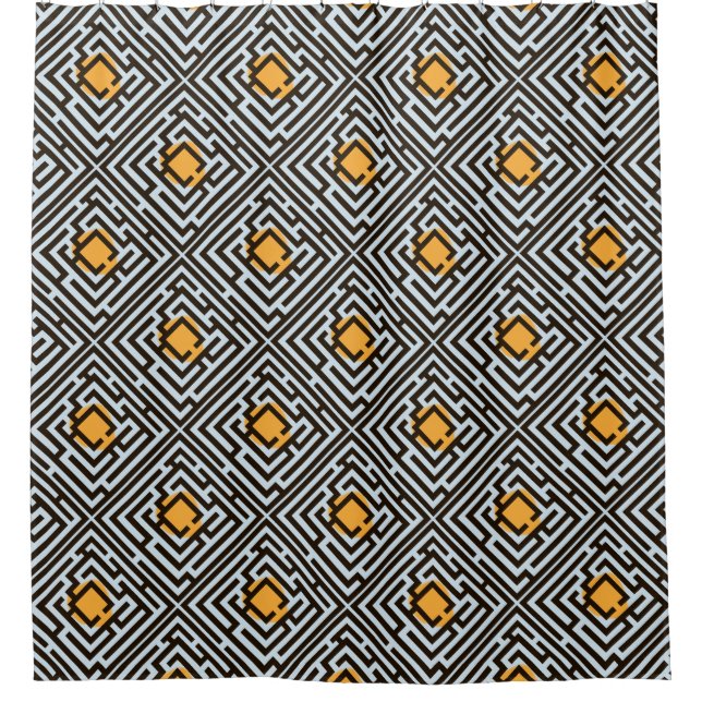 Colourful Diagonal Maze Pattern on Custom Colour Shower Curtain (Front)