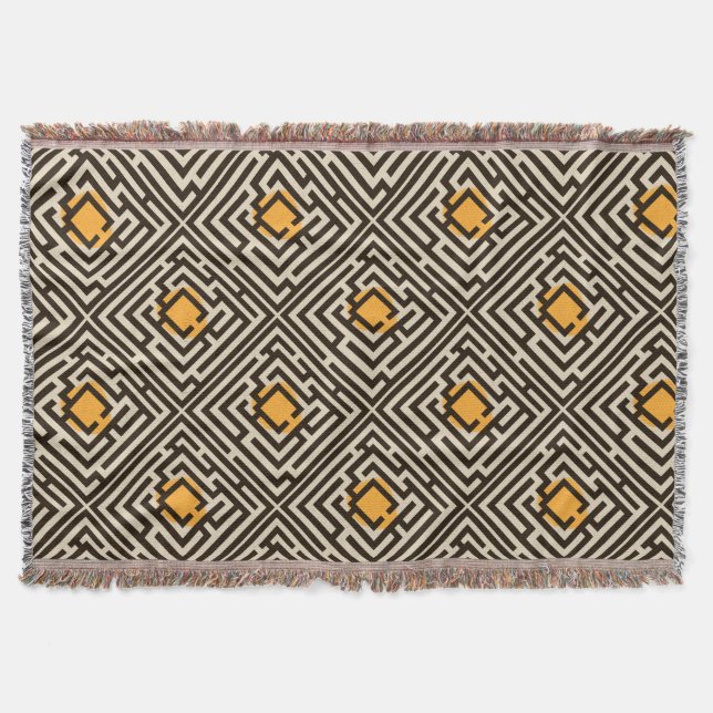 Colourful Diagonal Maze Pattern on Custom Colour Throw Blanket (Front)
